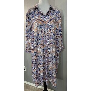 Talbots Womens Petite Plus Sz 3XP Dress Paisley MIDI Pullover Sheath 3/4 Sleeve